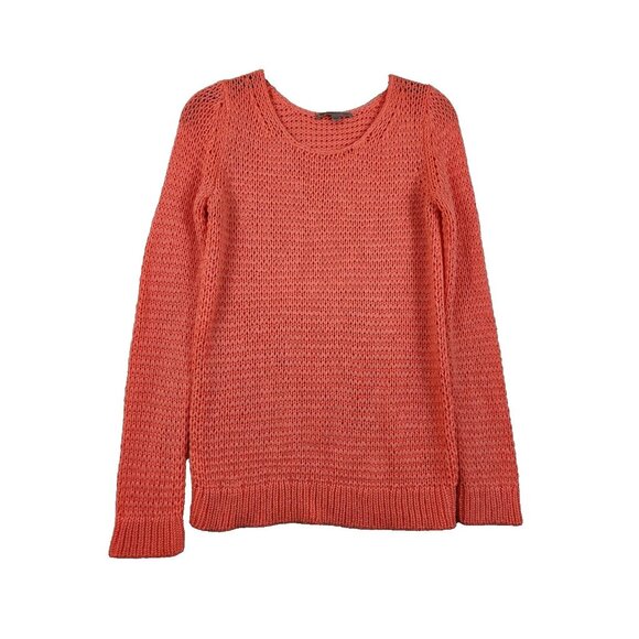 Gap Womens S Pink Solid Boat Neck Long Sleeve Open Knit Oversized Sweater - Picture 1 of 4